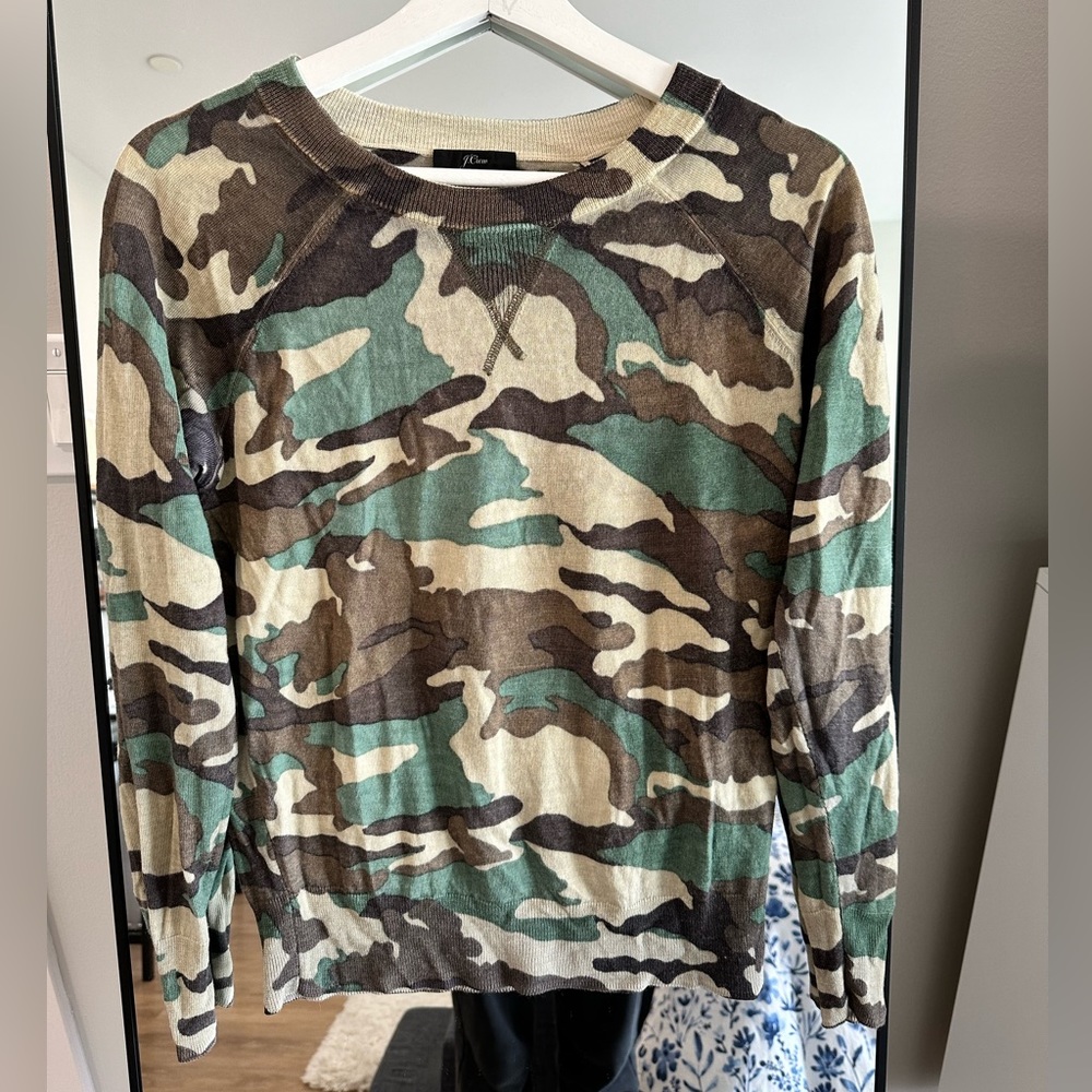 XS J.Crew camo merino wool sweater